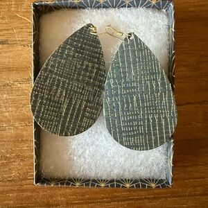 Blue and Gold Teardrop Earrings by Nickel & Suede